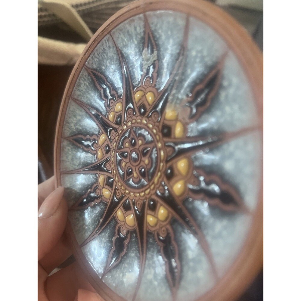 Bonis Pottery Handmade Greek Decorative Plate Starburst Pattern Clay